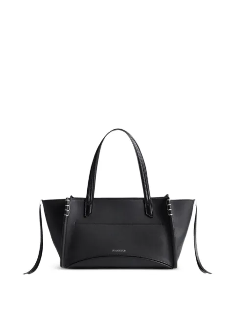 JW Anderson Elongated contrast-stitch leather tote bag Black HB0783LA0383