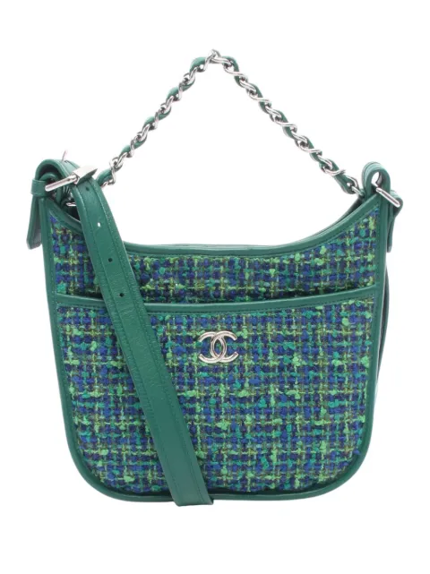 CHANEL Pre-Owned 2018 Small Tweed Jungle Stroll Hobo satchel Green WTYK5XCZ90M8DAO0