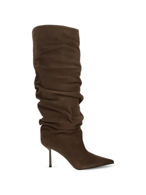 Le Silla Bella ruched-shaft pointed-toe boots Brown 4196E080BXPP