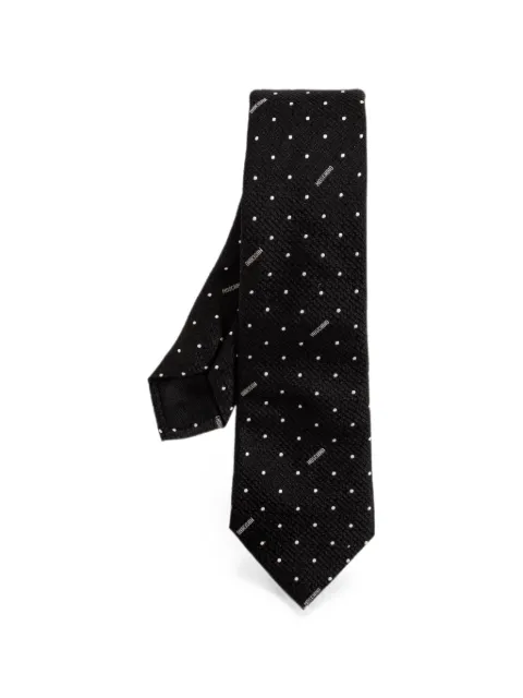 Moschino polka-dot logo-embroidered tie Black 55061M5899