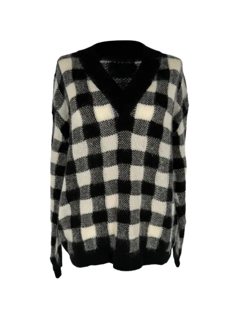 Christian Dior Pre-Owned Block-Check knit sweater Black RFCPUGBCL767429W