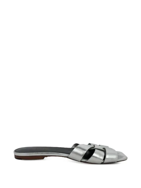 Saint Laurent Pre-Owned Tribute woven slides Silver RFCPUGBSH767732W