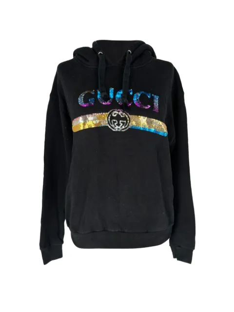 Gucci Pre-Owned Sequined Logo hoodie Black RFCPUGBCL766995W