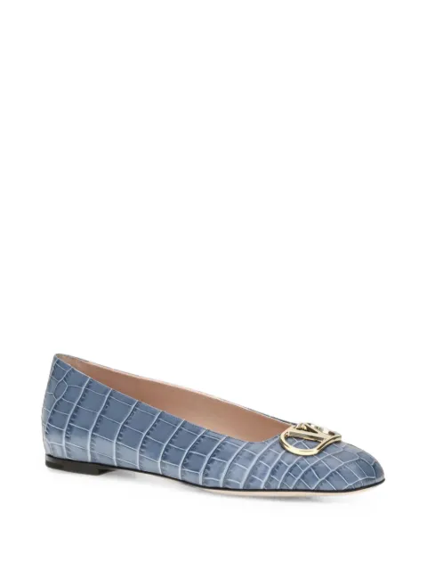 Valentino Garavani VLogo Signature croc-effect ballet flats Blue WS0PI8LUR