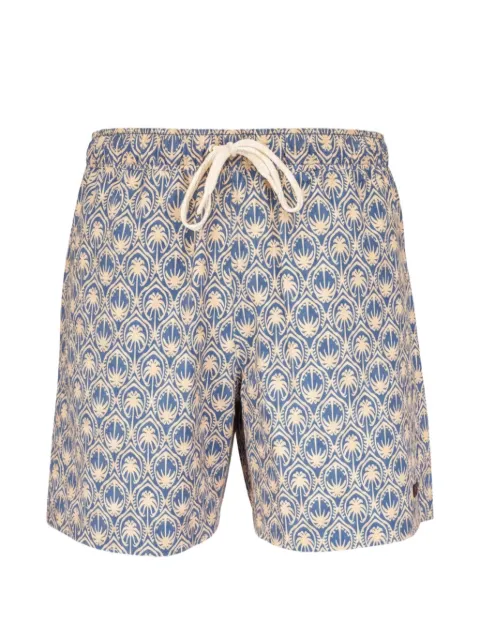 FAHERTY palm-print drawstring swim shorts Blue MSS2600GPS