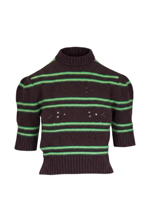 Marni striped pointelle-knit cashmere sweater Brown GCMD0663EQSTM96