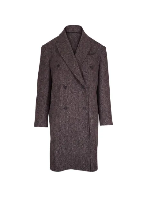 Brunello Cucinelli herringbone-pattern double-breasted coat Brown MG5669994C004
