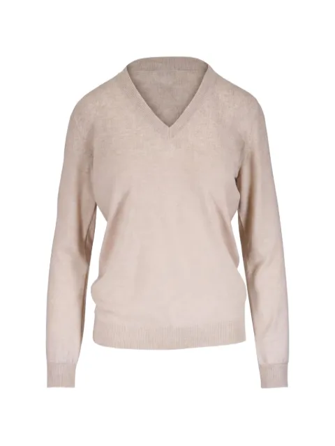 Brunello Cucinelli Monili-trim V-neck cashmere sweater Neutrals M12244402C9731