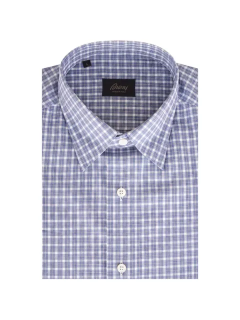 Brioni check-pattern button-down shirt Blue OE0119048