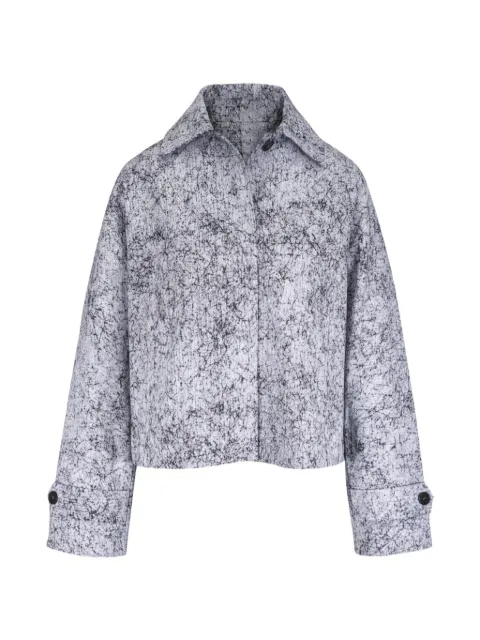 Michael Kors crackled denim cropped balmacaan jacket White JJA0750778