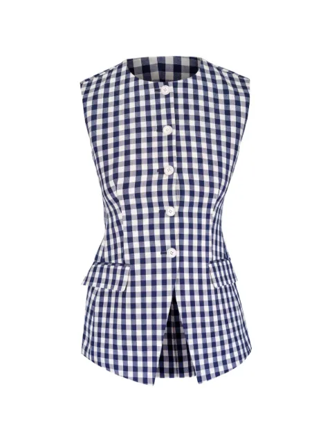 Veronica Beard Lois gingham-check sleeveless blouse Blue 2606CO17411166