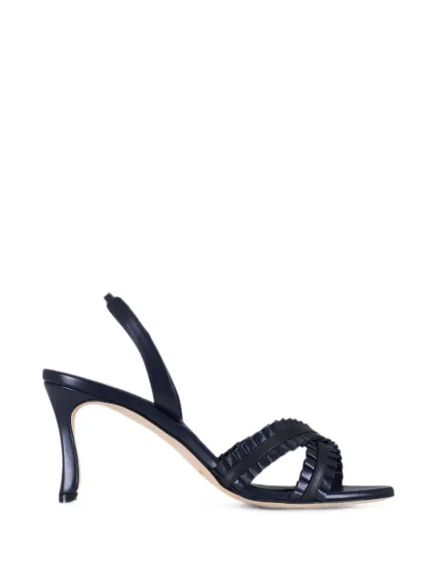 Manolo Blahnik ruffled crossover-strap sandals Blue 22621470002