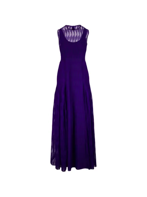 Akris tulle-overlay pleated maxi dress Purple 2601415805008031076