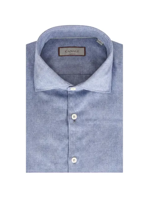 Canali herringbone-pattern shirt Blue GL03659401CSL7065S