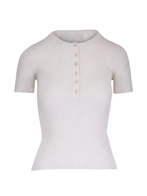 Nili Lotan ribbed-knit short-sleeve sweater Neutrals 81293Y331IVY
