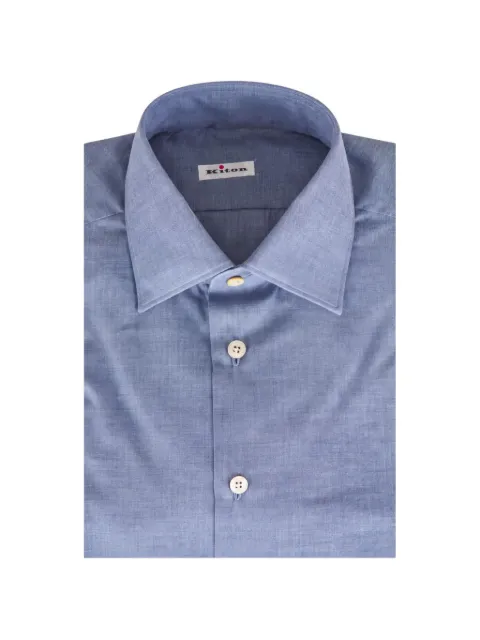 Kiton herringbone-weave shirt Blue 98204