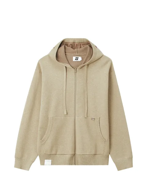 izzue logo-print zip-up hoodie Neutrals IZXCDM01084X