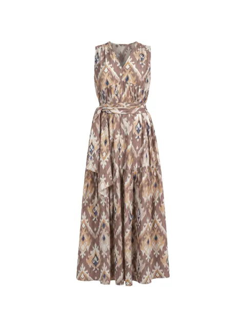 MY REAL IDENTITY ikat-print tiered maxi dress Brown MASSID0183B