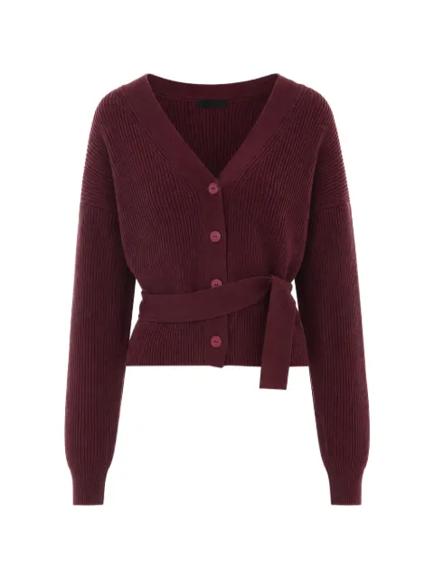 DONDUP belted ribbed-knit cardigan Red DT455M00988D002