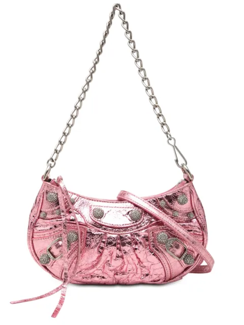 Balenciaga Pre-Owned 2021-2026 Mini Metallic Lambskin Motocross Le Cagole satchel Pink 7ZONWSV8Y10POOGV