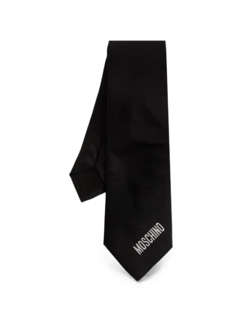 Moschino logo-embroidered silk tie Black 55061M5897