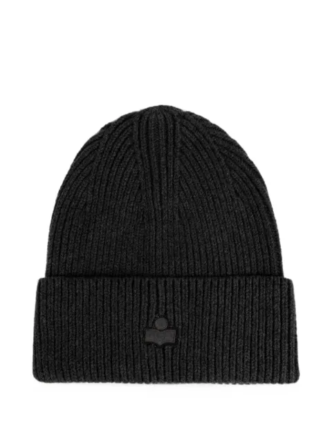 MARANT Mayers logo-patch ribbed-knit beanie hat Grey BE047MHAD3D03J