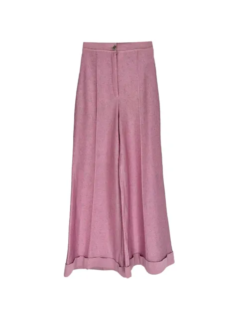 CHANEL Pre-Owned wide-leg cuffed trousers Pink RFCPUGBCL766993W