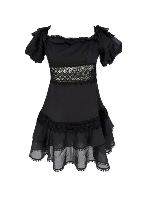 Charo Ruiz Ibiza lace-trimmed ruffled dress Black RFCPUGBCL780337W
