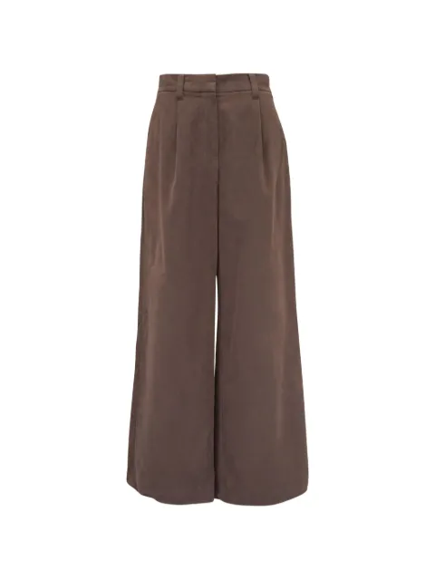 Brunello Cucinelli pleated wide-leg cotton trousers Brown MB152P9352C4228
