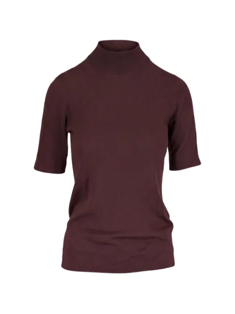 Brunello Cucinelli high-neck short-sleeve cashmere sweater Brown M13800004C9199