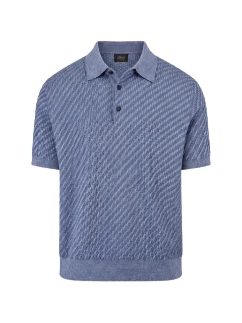 Brioni chevron-knit polo sweater Blue UMR20OPAK224200