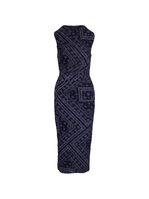 Veronica Beard Sylviani paisley-print ruched midi dress Blue J2606JY17121972