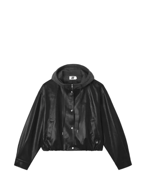 izzue logo-embroidered hooded jacket Black IZXLEW01213X
