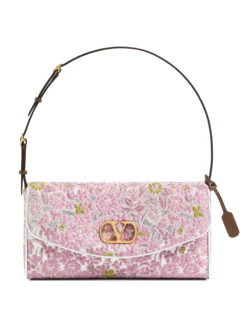 Valentino Garavani DeVain small shoulder bag in jacquard lurex fabric Pink WB0T31QEV