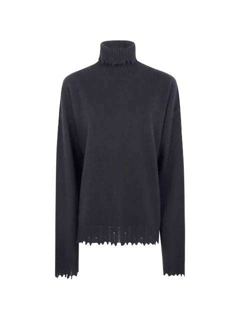 Uma Wang distressed-effect roll-neck knit Black UK7154097