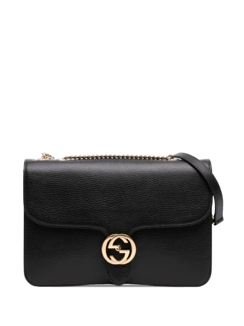Gucci Pre-Owned 2016-2026 Medium Dollar Calfskin Interlocking G crossbody bag Black ZX43IT2EG5VIGSDG