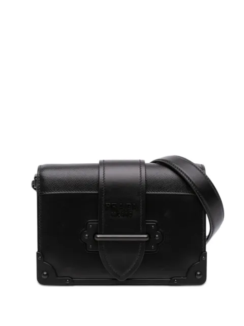 Prada Pre-Owned 2010-2026 Saffiano Trimmed City Calf Cahier crossbody bag Black PF1FI2KHHH3I706O