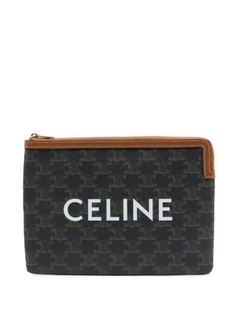 Celine Pre-Owned 2021 Small Triomphe Coated Canvas clutch bag Brown BPJT14VZEQVQIA05