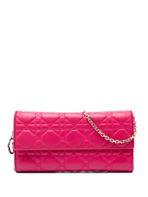 Christian Dior Pre-Owned 2014 Lambskin Cannage Lady Dior Wallet On Chain crossbody bag Pink DZ3LGUK4QV3E73AC