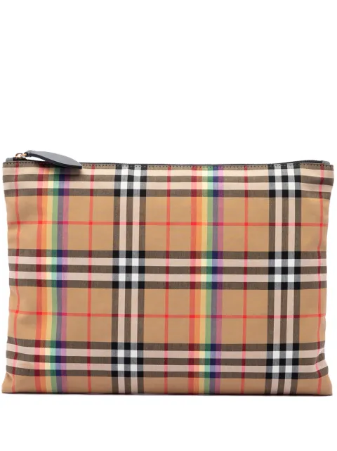 Burberry Pre-Owned 2023-2026 House Check Canvas Rainbow clutch bag Neutrals 6Y7J4H0Q9RV21VG2