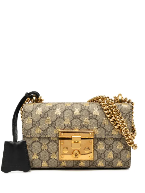 Gucci Pre-Owned 2000-2015 Small GG Supreme Bee Padlock crossbody bag Neutrals X7ERU0RBHSCE72GK