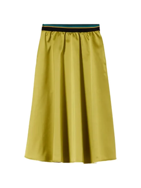 Plan C citron duchesse striped-waistband flared midi skirt Yellow GOCAH53AU0TP037