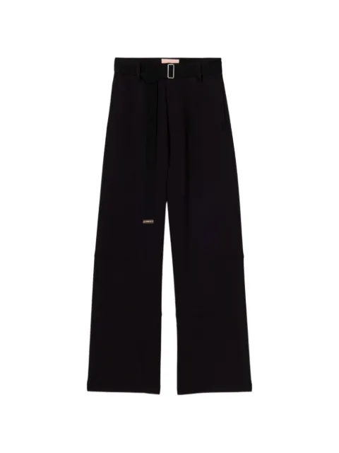 Plan C belted wide-leg trousers Black PNCJG02SY0TF005