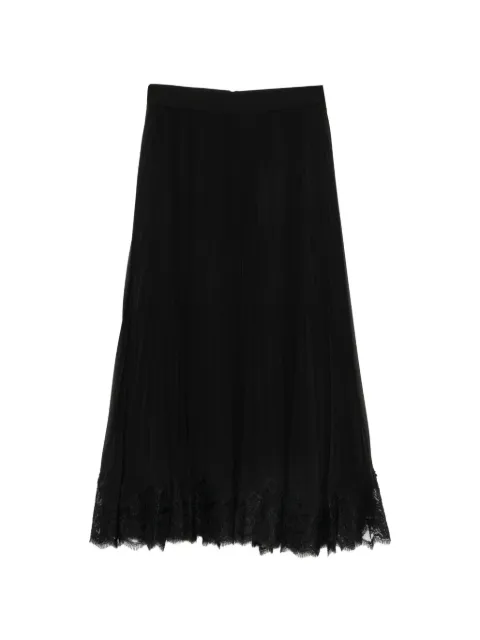 ZIMMERMANN pleated lace-trim midi skirt Black 9934SF26R