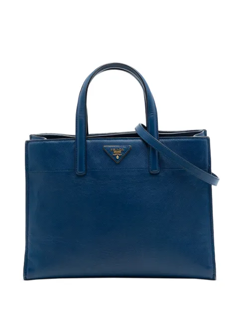 Prada Pre-Owned 2010-2026 Saffiano Soft Triple Pocket Tote satchel Blue X72S1DYVF6HBBTYS