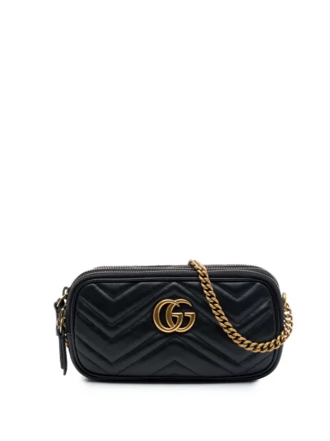 Gucci Pre-Owned 2016-2026 Mini GG Marmont Matelasse Leather Triple Zip crossbody bag Black SC2991ESARNJTEAR