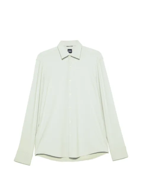 BOSS micro-stripe long-sleeve shirt Green 50567197