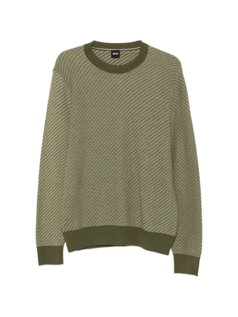 BOSS textured-knit wool sweater Green 50565565