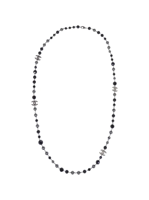 CHANEL Pre-Owned 2014 CC bead-embellished necklace Black 179320