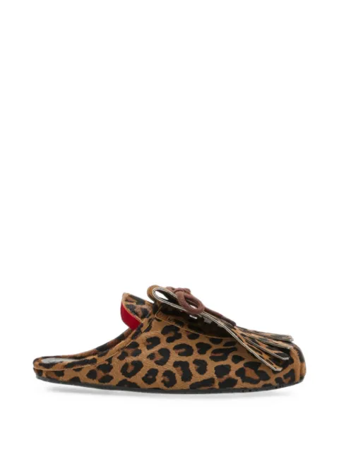 Plan C leopard-print fringed mules Brown SLCSH01GF1LV053